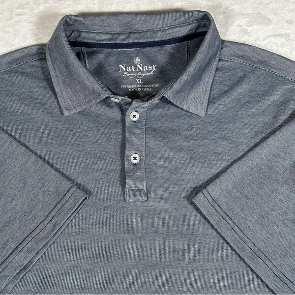 Nat Nast Polo Shirt Men Size XL Gray Short Sleeve Stretch Comfort Golf EUC - Picture 9 of 10